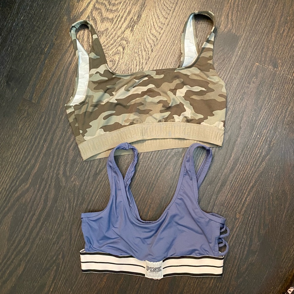 2 pack Victoria Secret Pink Sport Bras- camo/blue